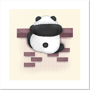 Baby Panda Climbing A Fence Posters and Art